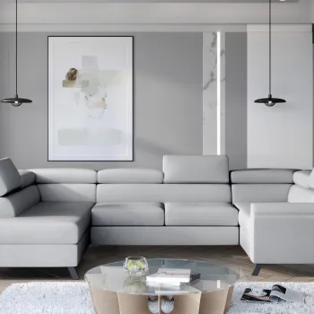 Coltar extensibil dreapta 4 locuri ELTAP, Esc-45, Escada, 336x200x92 cm, lemn/poliester, gri deschis imagine