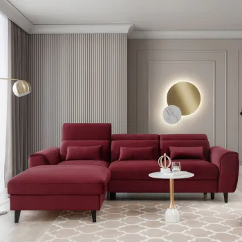 Coltar extensibil dreapta 4 locuri ELTAP, Foble, 267x196x100 cm, lemn/poliester, rosu imagine