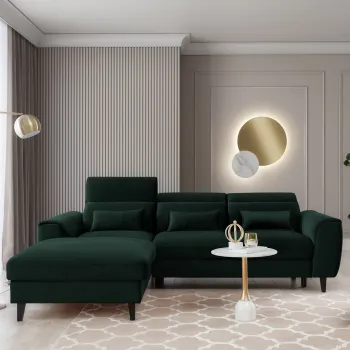 Coltar extensibil dreapta 4 locuri ELTAP, Foble, 267x196x100 cm, lemn/poliester, verde inchis imagine