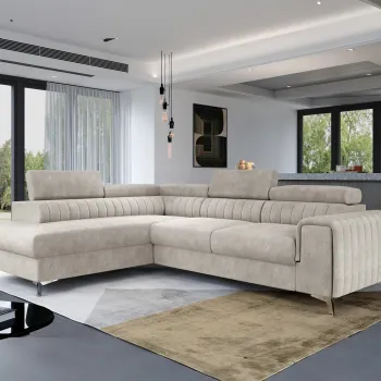 Coltar extensibil dreapta 4 locuri, ELTAP, Lau-27, Laurence, 278x205x92 cm, lemn/poliester, bej inchis imagine