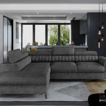 Coltar extensibil dreapta 4 locuri, ELTAP, Lau-29, Laurence, 278x205x92 cm, lemn/poliester, graphite deschis imagine