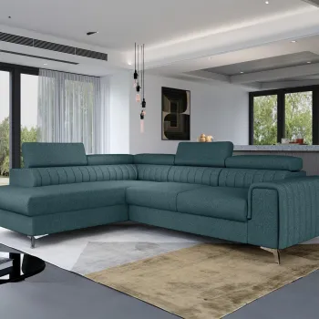 Coltar extensibil dreapta 4 locuri, ELTAP, Lau-30, Laurence, 278x205x92 cm, lemn/poliester, albastru imagine