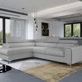 Coltar extensibil dreapta 4 locuri, ELTAP, Lau-31, Laurence, 278x205x92 cm, lemn/poliester, gri deschis imagine