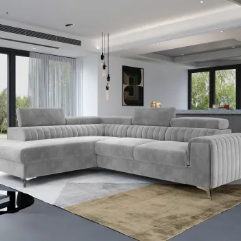 Coltar extensibil dreapta 4 locuri, ELTAP, Lau-41, Laurence, 278x205x92 cm, lemn/poliester, gri deschis imagine