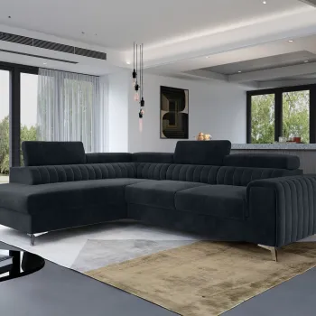 Coltar extensibil dreapta 4 locuri, ELTAP, Lau-42, Laurence, 278x205x92 cm, lemn/poliester, gri inchis imagine