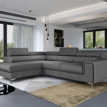 Coltar extensibil dreapta 4 locuri, ELTAP, Lau-43, Laurence, 278x205x92 cm, lemn/poliester, gri inchis imagine