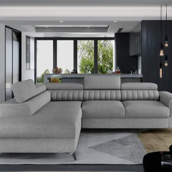 Coltar extensibil dreapta 4 locuri, ELTAP, Lau-44, Laurence, 278x205x92 cm, lemn/poliester, gri deschis imagine