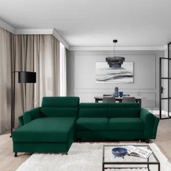 Coltar extensibil dreapta 4 locuri ELTAP, Mari-26, Mariall, 288x200x92 cm, lemn/poliester, verde inchis imagine