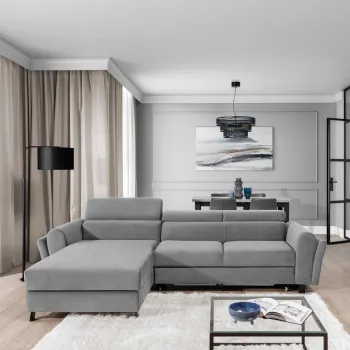 Coltar extensibil dreapta 4 locuri ELTAP, Mari-27, Mariall, 288x200x92 cm, lemn/poliester, gri imagine