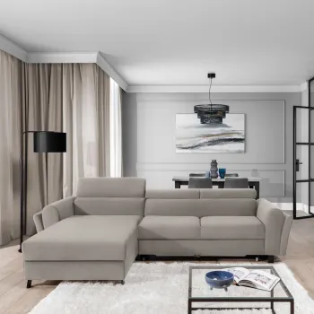 Coltar extensibil dreapta 4 locuri ELTAP, Mari-37, Mariall, 288x200x92 cm, lemn/poliester, bej imagine