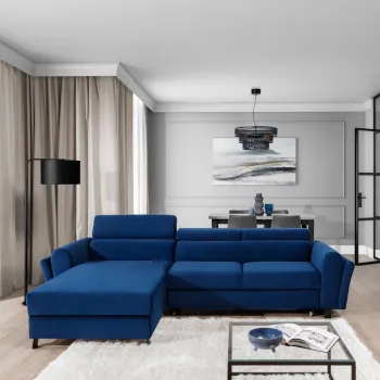 Coltar extensibil dreapta 4 locuri ELTAP, Mari-70, Mariall, 288x200x92 cm, lemn/poliester, albastru imagine