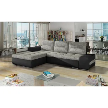 Coltar extensibil dreapta 4 locuri ELTAP, Ov13, Ottavio, 275x180x85 cm, lemn/poliester, gri/negru imagine