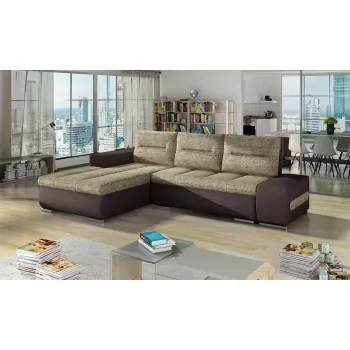 Coltar extensibil dreapta 4 locuri ELTAP, Ov14, Ottavio, 275x180x85 cm, lemn/poliester, bej inchis/maro inchis imagine