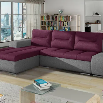 Coltar extensibil dreapta 4 locuri ELTAP, Ov18, Ottavio, 275x180x85 cm, lemn/poliester, violet inchis/gri imagine