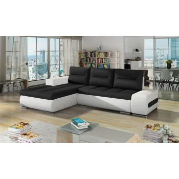 Coltar extensibil dreapta 4 locuri ELTAP, Ov19, Ottavio, 275x180x85 cm, lemn/poliester, negru/alb imagine