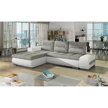 Coltar extensibil dreapta 4 locuri ELTAP, Ov24, Ottavio, 275x180x85 cm, lemn/poliester, gri deschis/alb imagine