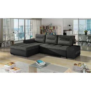 Coltar extensibil dreapta 4 locuri ELTAP, Ov25, Ottavio, 275x180x85 cm, lemn/poliester, gri inchis/negru imagine