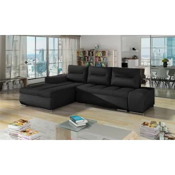 Coltar extensibil dreapta 4 locuri ELTAP, Ov27, Ottavio, 275x180x85 cm, lemn/poliester, negru imagine