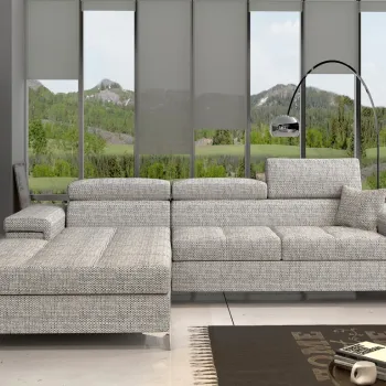 Coltar extensibil dreapta 4 locuri ELTAP, Ric-21, Ricardo, 281x205x88 cm, lemn/poliester, gri imagine