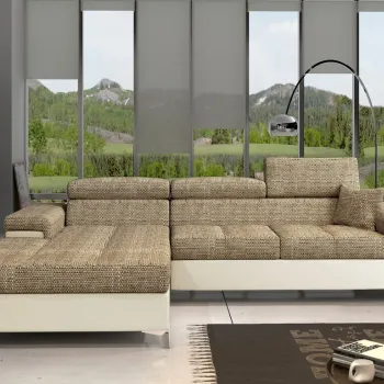 Coltar extensibil dreapta 4 locuri ELTAP, Ric-22, Ricardo, 281x205x88 cm, lemn/poliester, bej inchis/bej deschis imagine