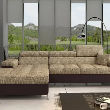 Coltar extensibil dreapta 4 locuri ELTAP, Ric-23, Ricardo, 281x205x88 cm, lemn/poliester, bej/maro imagine