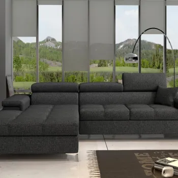 Coltar extensibil dreapta 4 locuri ELTAP, Ric-25, Ricardo, 281x205x88 cm, lemn/poliester, gri inchis imagine