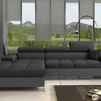 Coltar extensibil dreapta 4 locuri ELTAP, Ric-26, Ricardo, 281x205x88 cm, lemn/poliester, gri inchis/gri imagine
