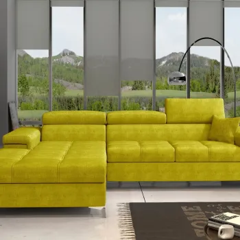 Coltar extensibil dreapta 4 locuri ELTAP, Ric-28, Ricardo, 281x205x88 cm, lemn/poliester, galben imagine