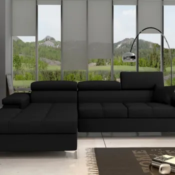 Coltar extensibil dreapta 4 locuri ELTAP, Ric-34, Ricardo, 281x205x88 cm, lemn/poliester, negru imagine