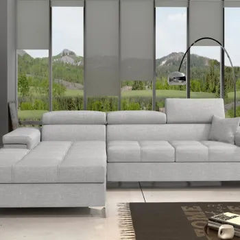 Coltar extensibil dreapta 4 locuri ELTAP, Ric-37, Ricardo, 281x205x88 cm, lemn/poliester, gri deschis imagine