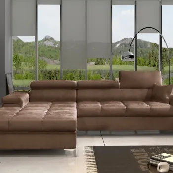 Coltar extensibil dreapta 4 locuri ELTAP, Ric-51, Ricardo, 281x205x88 cm, lemn/poliester, maro deschis imagine