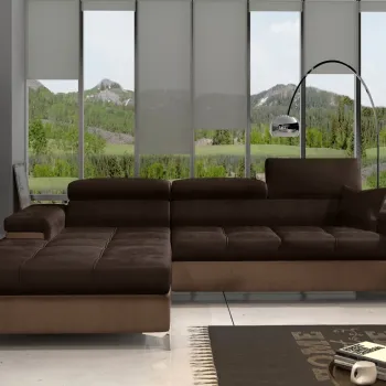 Coltar extensibil dreapta 4 locuri ELTAP, Ric-52, Ricardo, 281x205x88 cm, lemn/poliester, maro inchis/maro deschis imagine