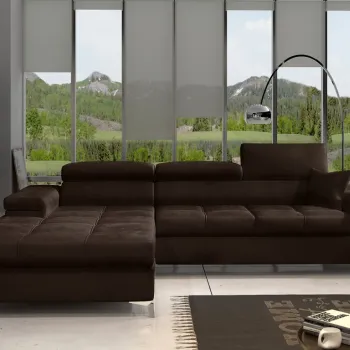 Coltar extensibil dreapta 4 locuri ELTAP, Ric-53, Ricardo, 281x205x88 cm, lemn/poliester, maro inchis imagine