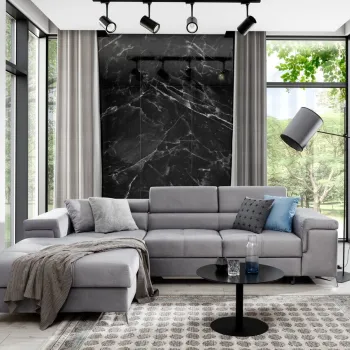 Coltar extensibil dreapta 4 locuri ELTAP, Ric-54, Ricardo, 281x205x88 cm, lemn/poliester, gri deschis imagine