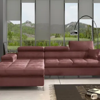 Coltar extensibil dreapta 4 locuri ELTAP, Ric-58, Ricardo, 281x205x88 cm, lemn/poliester, roz inchis imagine