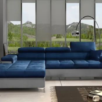 Coltar extensibil dreapta 4 locuri ELTAP, Ric-59, Ricardo, 281x205x88 cm, lemn/poliester, albastru inchis/gri imagine
