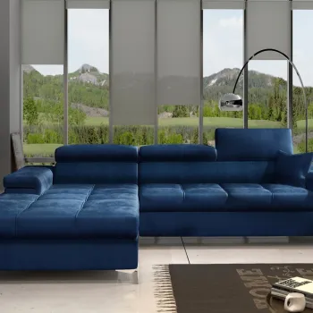 Coltar extensibil dreapta 4 locuri ELTAP, Ric-60, Ricardo, 281x205x88 cm, lemn/poliester, albastru inchis imagine