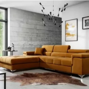 Coltar extensibil dreapta 4 locuri ELTAP, Ric-66, Ricardo, 281x205x88 cm, lemn/poliester, mustar imagine