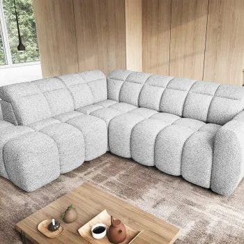 Coltar extensibil dreapta 4 locuri ELTAP, RT-01COR, Falconn, 258x208x107 cm, lemn/poliester, gri deschis imagine