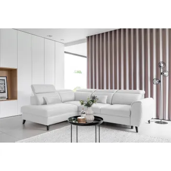 Coltar extensibil dreapta 4 locuri ELTAP, RT-01SAV, Noble, 255x201x100 cm, lemn/poliester, alb imagine