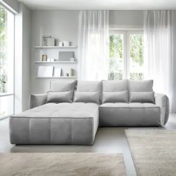 Coltar extensibil dreapta 4 locuri ELTAP, RT-03NU, Campo, 265x196x88 cm, lemn/poliester, gri deschis imagine