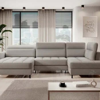 Coltar extensibil dreapta 4 locuri ELTAP, RT-03RAQ, Berrto, 306x165x100 cm, lemn/poliester, gri imagine