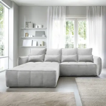 Coltar extensibil dreapta 4 locuri ELTAP, RT-03REL, Campo, 265x196x88 cm, lemn/poliester, gri deschis imagine