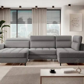 Coltar extensibil dreapta 4 locuri ELTAP, RT-03TOS, Berrto, 306x165x100 cm, lemn/poliester, gri inchis imagine