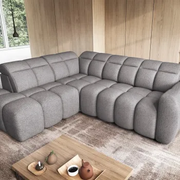 Coltar extensibil dreapta 4 locuri ELTAP, RT-04PAO, Falconn, 258x208x107 cm, lemn/poliester, gri inchis imagine