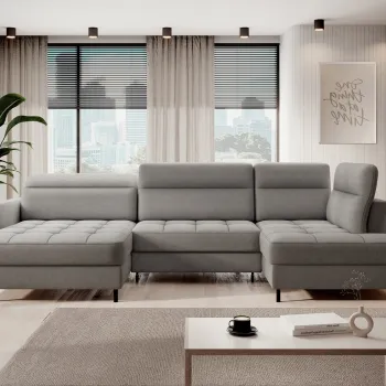 Coltar extensibil dreapta 4 locuri ELTAP, RT-04RAQ, Berrto, 306x165x100 cm, lemn/poliester, gri inchis imagine