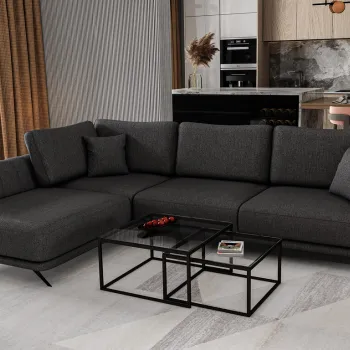 Coltar extensibil dreapta 4 locuri ELTAP, RT-05VER, Larde, 286x191x90 cm, lemn/poliester, gri inchis imagine