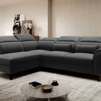 Coltar extensibil dreapta 4 locuri ELTAP, RT-10FL, Noble, 255x201x100 cm, lemn/poliester, negru imagine