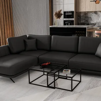 Coltar extensibil dreapta 4 locuri ELTAP, RT-11SOF, Larde, 286x191x90 cm, lemn/poliester, negru imagine