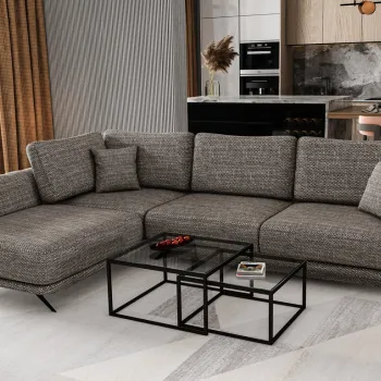 Coltar extensibil dreapta 4 locuri ELTAP, RT-130MA, Larde, 286x191x90 cm, lemn/poliester, gri imagine